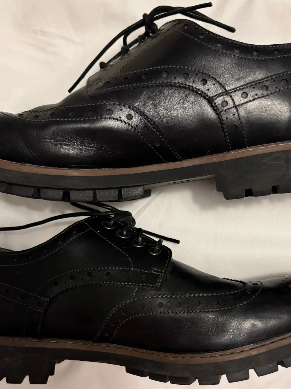 Clarks Black Leather Brogue Derby Shoes